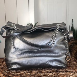 Michael Kors Jet Set Chain Tote Bag, silver leather